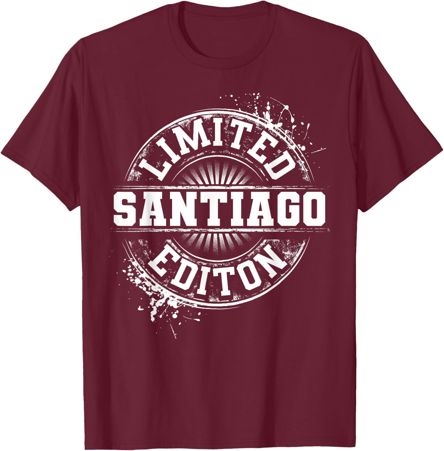 SANTIAGO Funny Surname Family Tree Birthday Reunion Gift T-Shirt - T-Shirt | Maroon