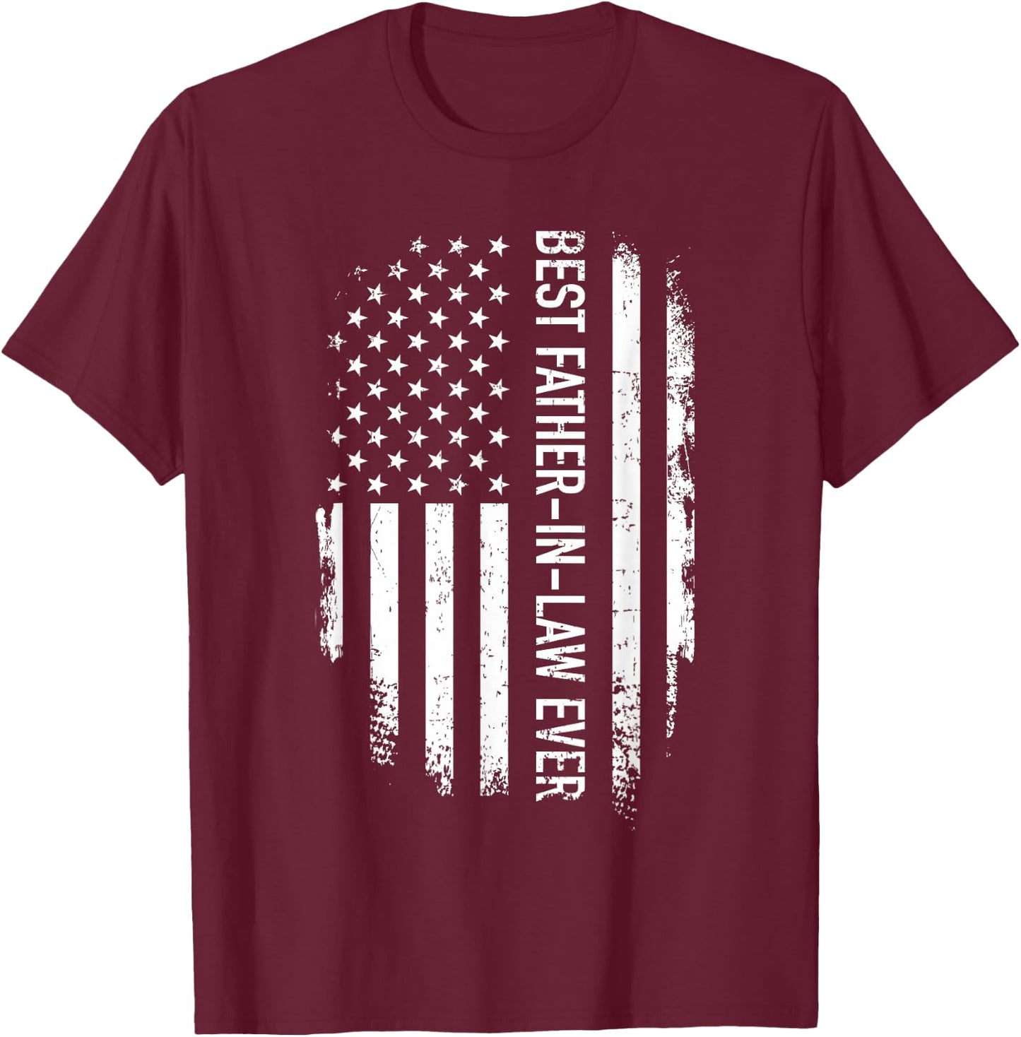 Best Father-in-Law Ever US American Vintage Flag T-Shirt - T-Shirt | Maroon