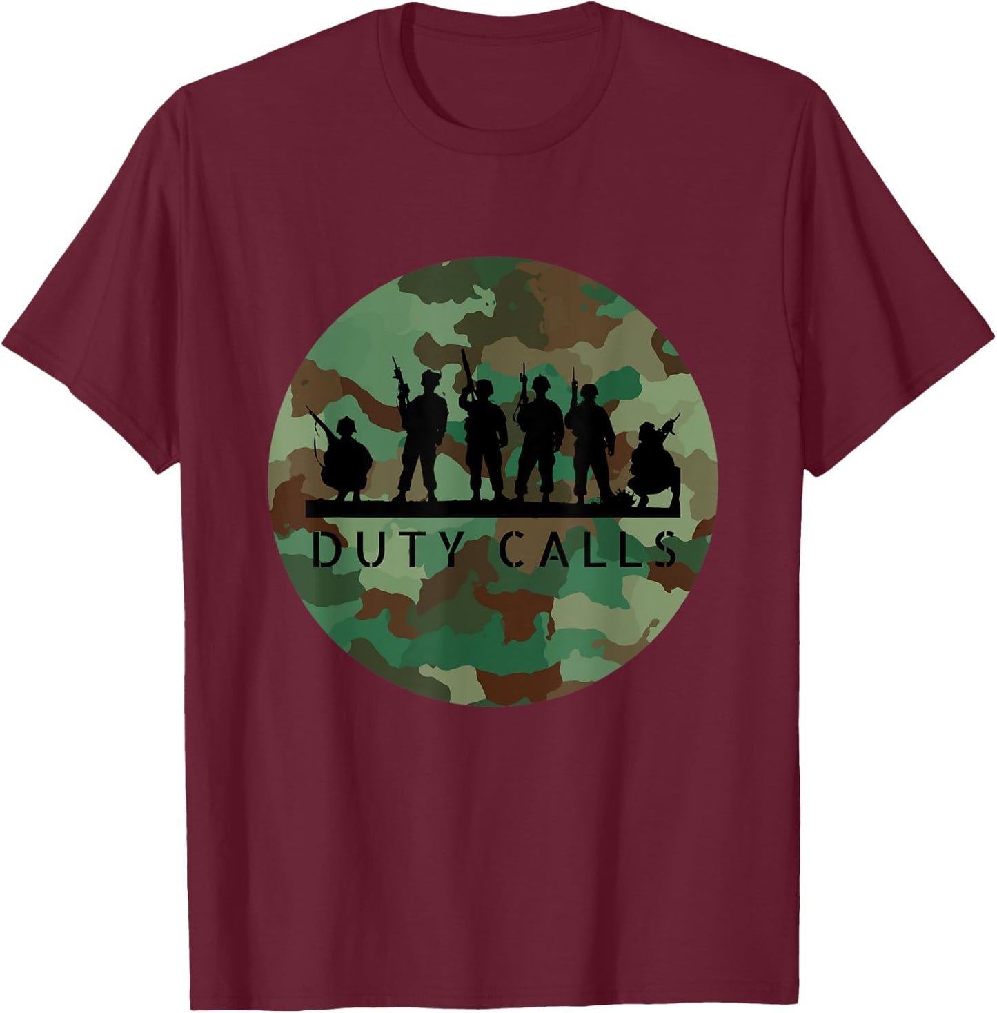 Duty Calls Cool Camouflage Soldier Figurines T-Shirt - T-Shirt | Maroon