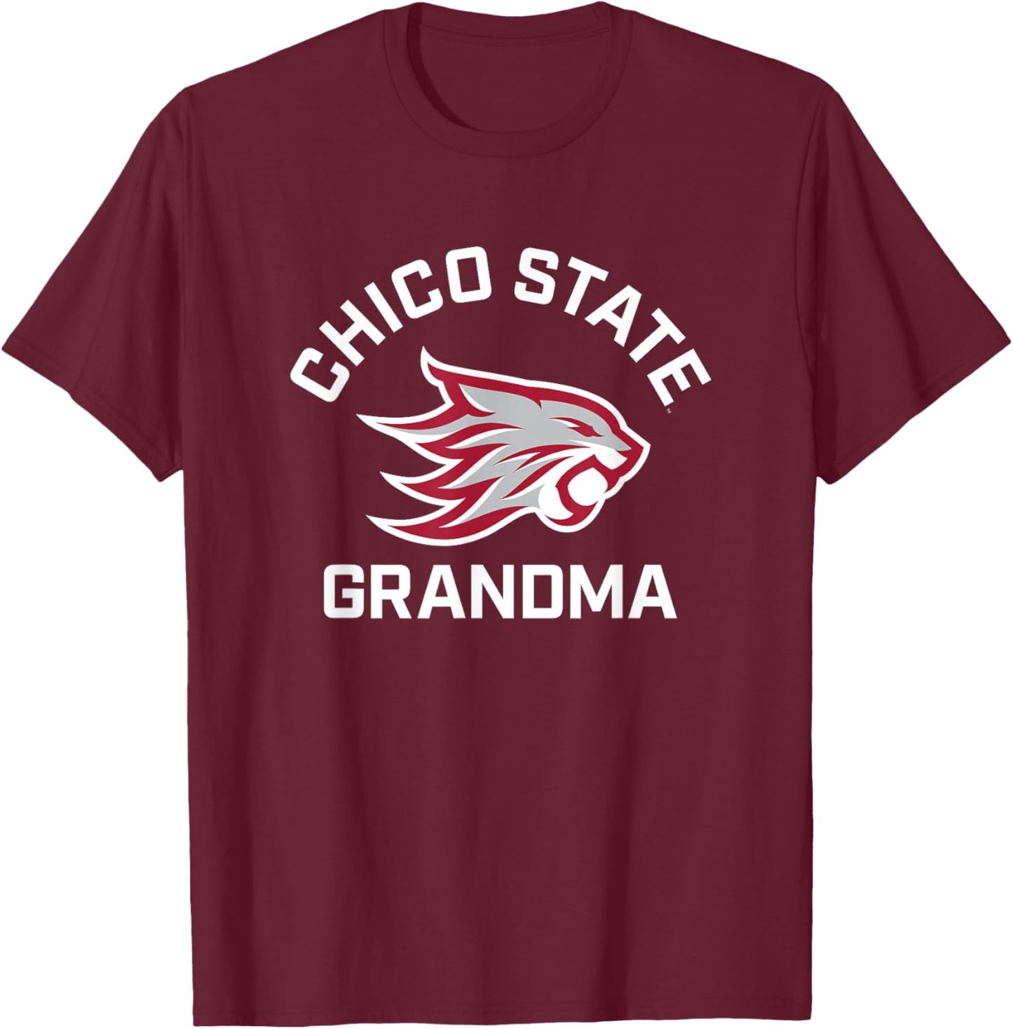 Chico State Wildcats Arched Grandma T-Shirt - T-Shirt | Maroon