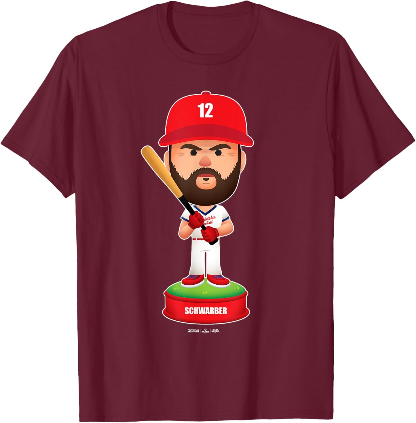 Kyle Schwarber Philadelphia Baseball Bobblehead MLBPA T-Shirt - T-Shirt | Maroon