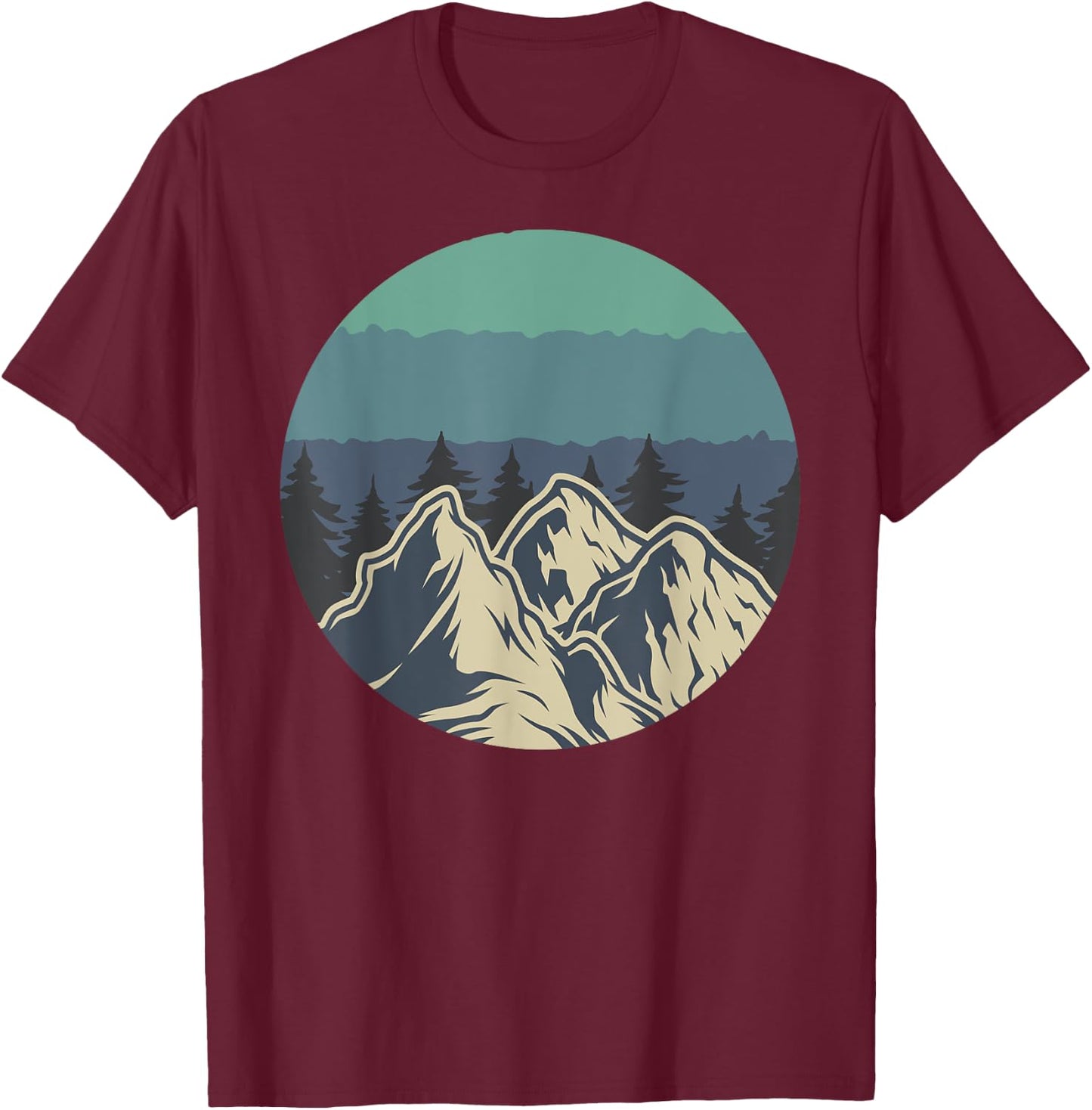 Wildlife Trees Outdoors Nature Retro Forest Hiking Novelty T-Shirt - T-Shirt | Maroon