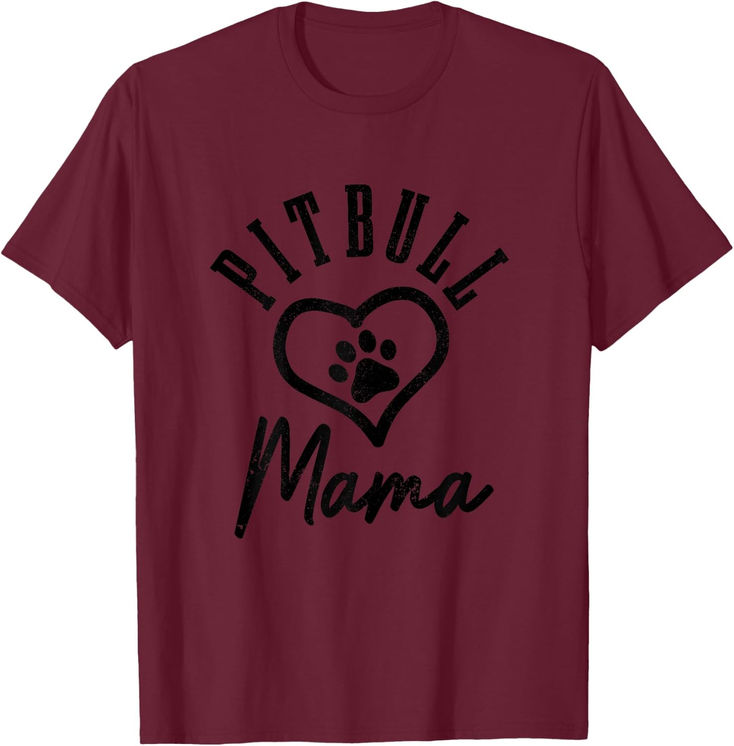 Pitbull Mama Dog Heart Pitbull T-Shirt - T-Shirt | Maroon