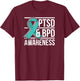 PTSD & BPD Awareness, Teal and Grey Ribbon T-Shirt - T-Shirt | Maroon