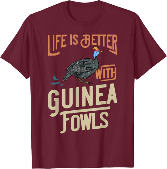 Guinea Fowl Gift Chicken Hen Farmer T-Shirt - T-Shirt | Maroon