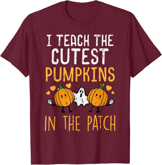 Halloween Teacher Teach Cutest Pumpkins Fall Costume Women T-Shirt - T-Shirt | Maroon