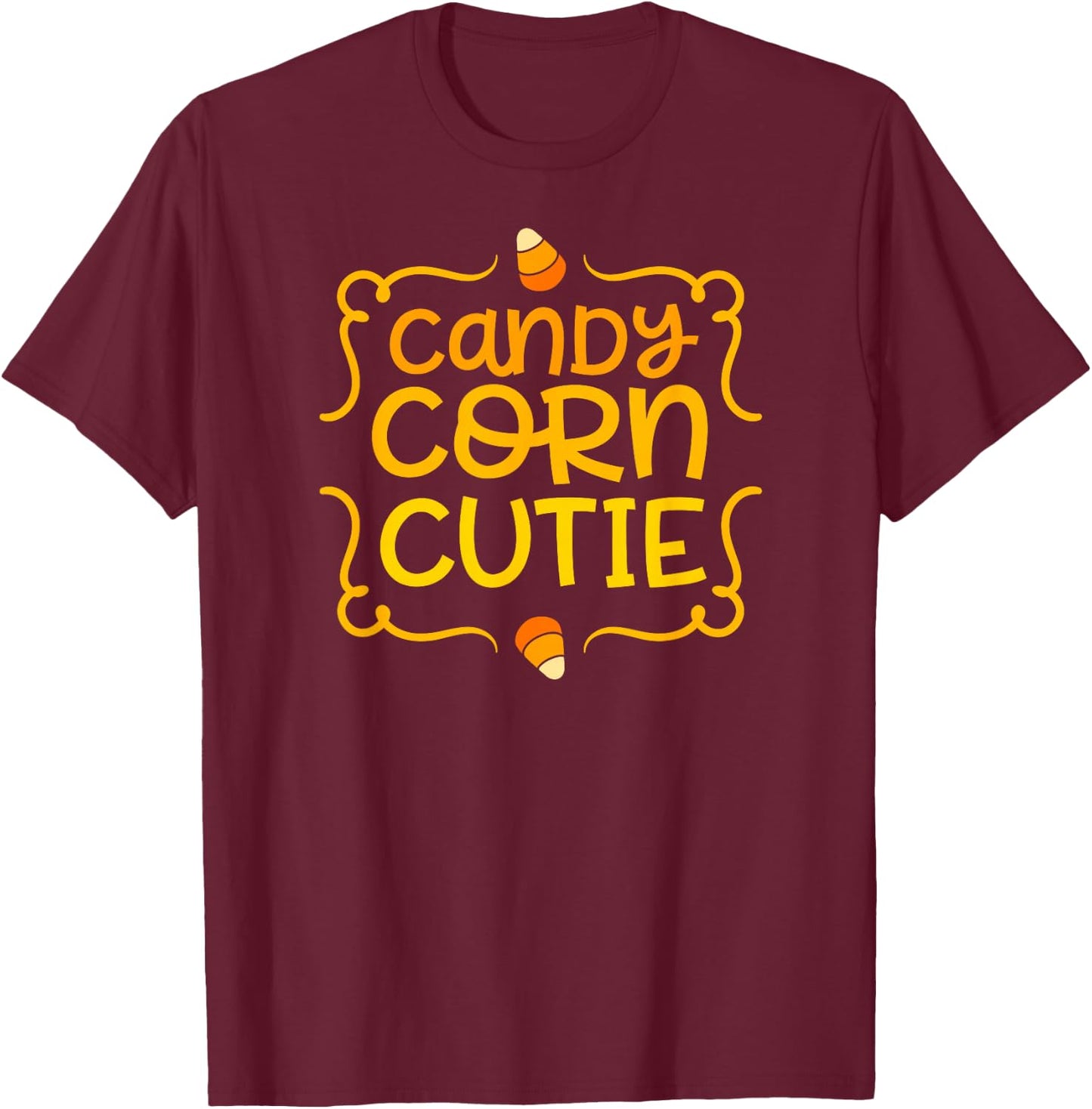 Halloween CANDY CORN CUTIE Toddler Girl Kids Mom Fall Season T-Shirt - T-Shirt | Maroon
