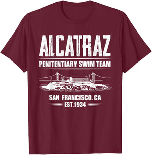 Alcatraz Penitentiary Swim Team T-Shirt - T-Shirt | Maroon