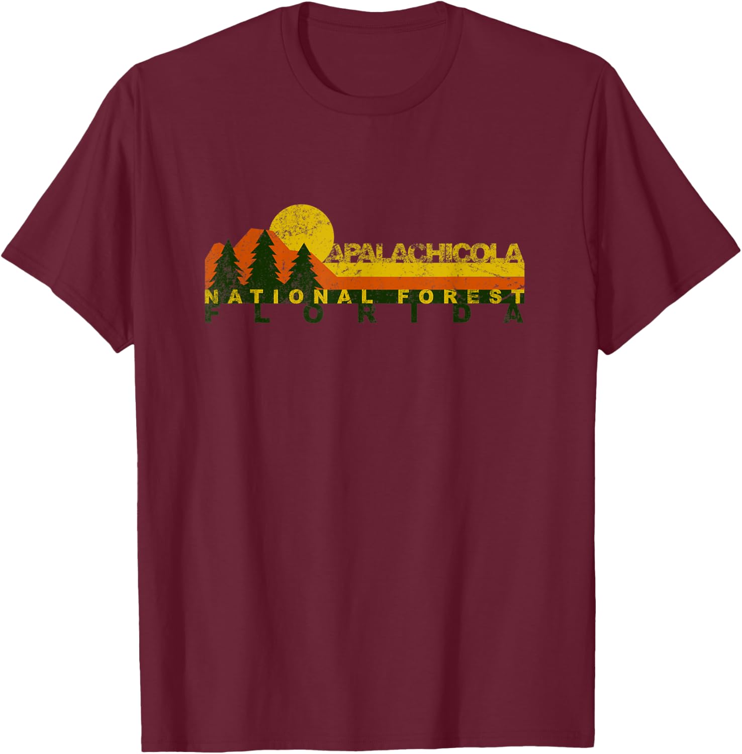 Apalachicola National Forest Retro T-Shirt - T-Shirt | Maroon