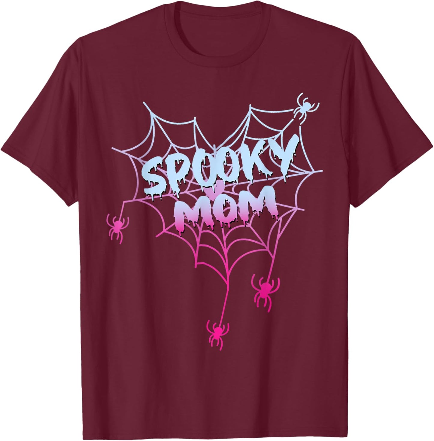 Spider Halloween Costume Spooky Mom Pink White Ghost Boo T-Shirt - T-Shirt | Maroon