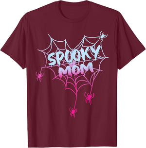 Spider Halloween Costume Spooky Mom Pink White Ghost Boo T-Shirt - T-Shirt | Maroon