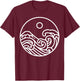 Minimal Line Art Nature Great Wave Kanagawa Drawing Artist T-Shirt - T-Shirt | Maroon