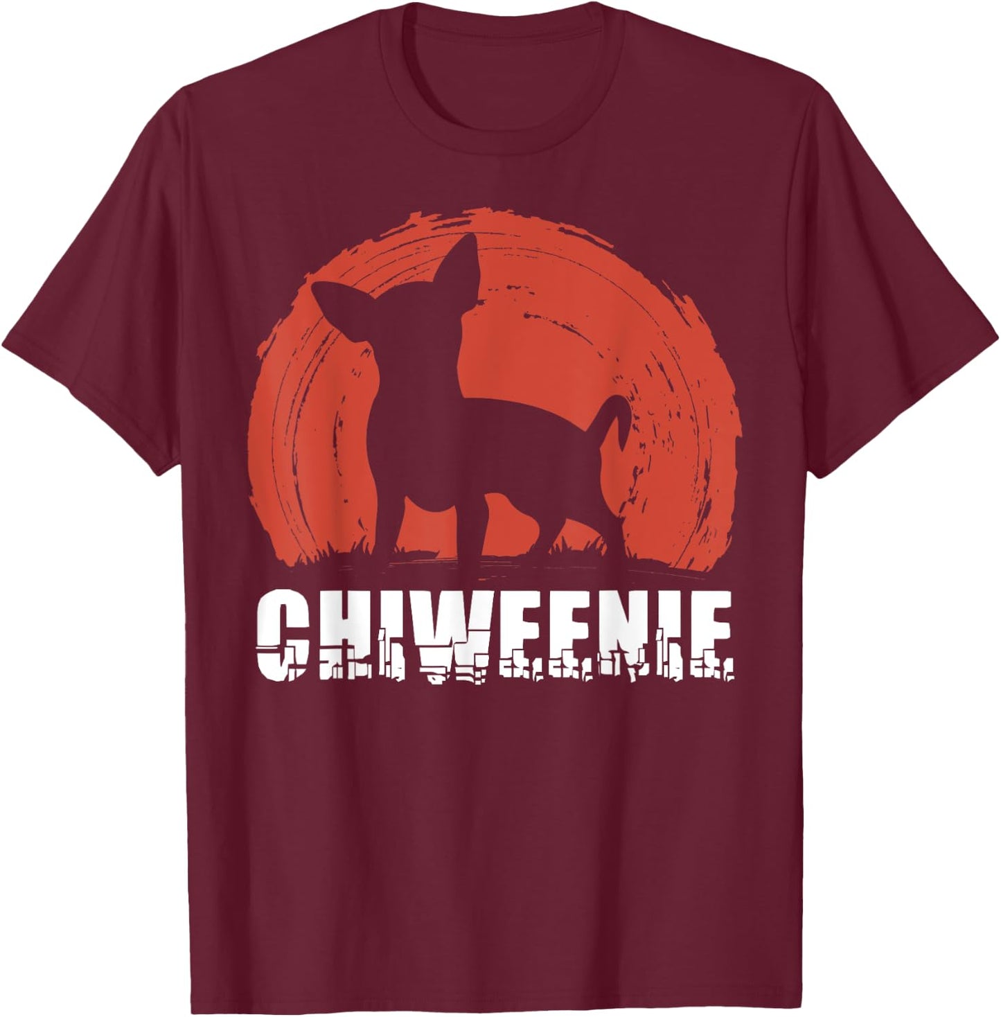 Cute Retro Chiweenie Silhouette Gift Design for Chiw T-Shirt - T-Shirt | Maroon