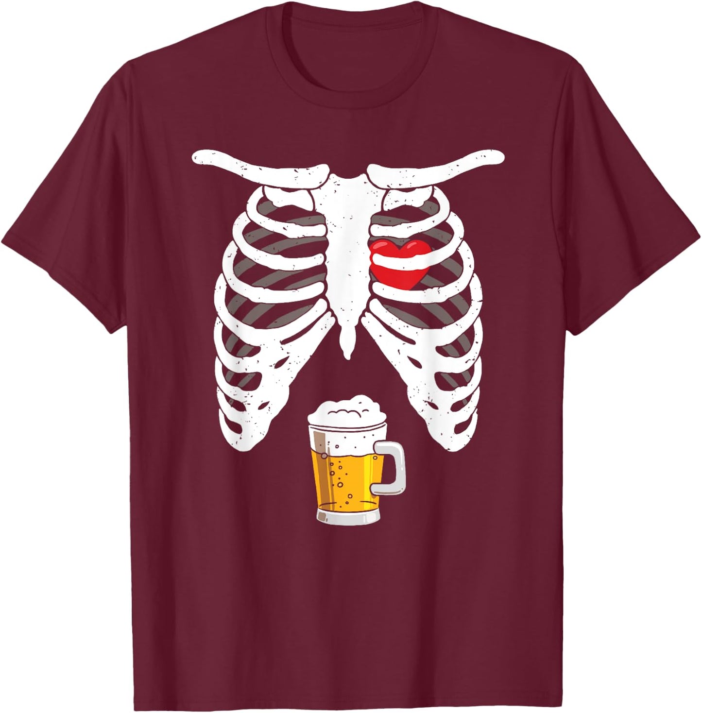 Pregnancy Announcement For Dad Shirt Pregnant Skeleton T-Shirt - T-Shirt | Maroon