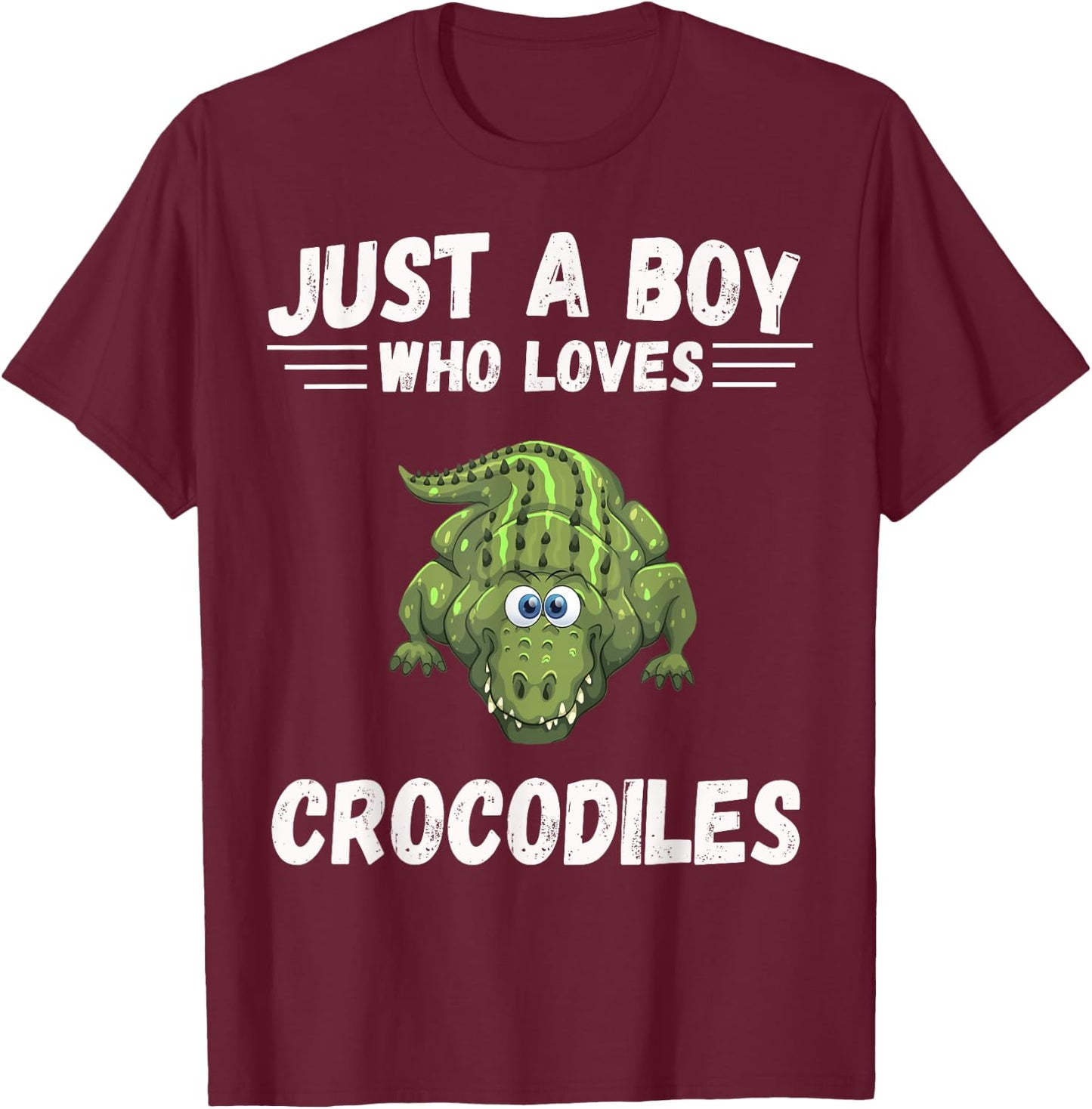 Just A Boy Who Loves Alligator Crocodiles Cute T-Shirt - T-Shirt | Maroon