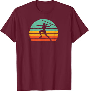Vintage Vibe Eighties Track & Field Javelin Girl Retro T-Shirt - T-Shirt | Maroon