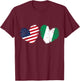 USA Nigeria Flag Heart Valentines Day Nigerian American T-Shirt - T-Shirt | Maroon
