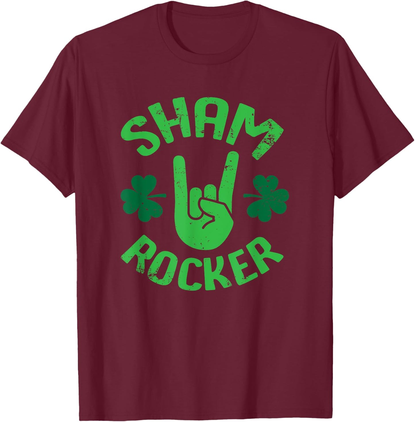 Sham Rocker Funny Rock Musician St. Patty's Day Clover T-Shirt - T-Shirt | Maroon