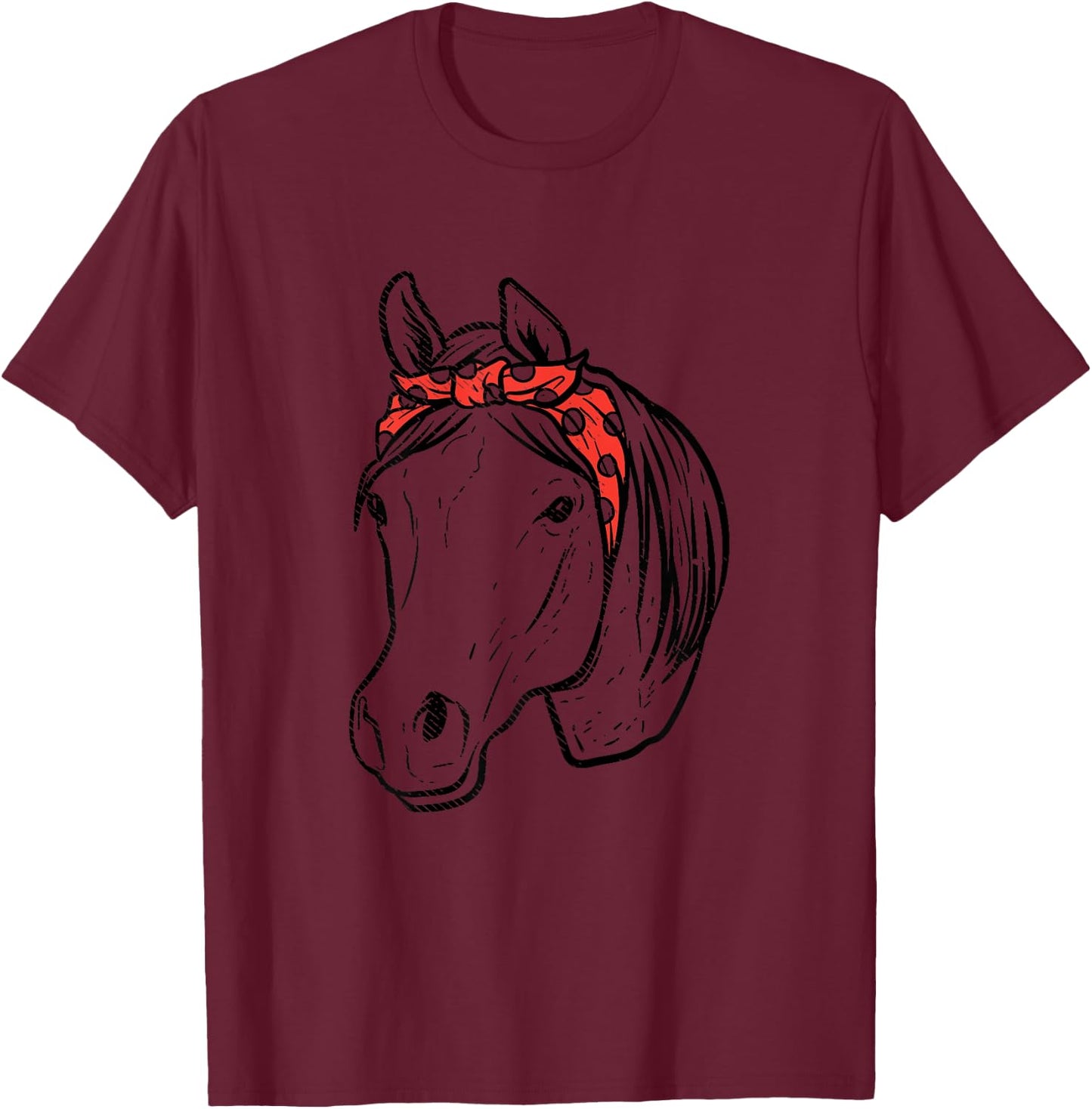 Horse Bandana Horseback Riding Equestrian Girls Women Gift T-Shirt - T-Shirt | Maroon