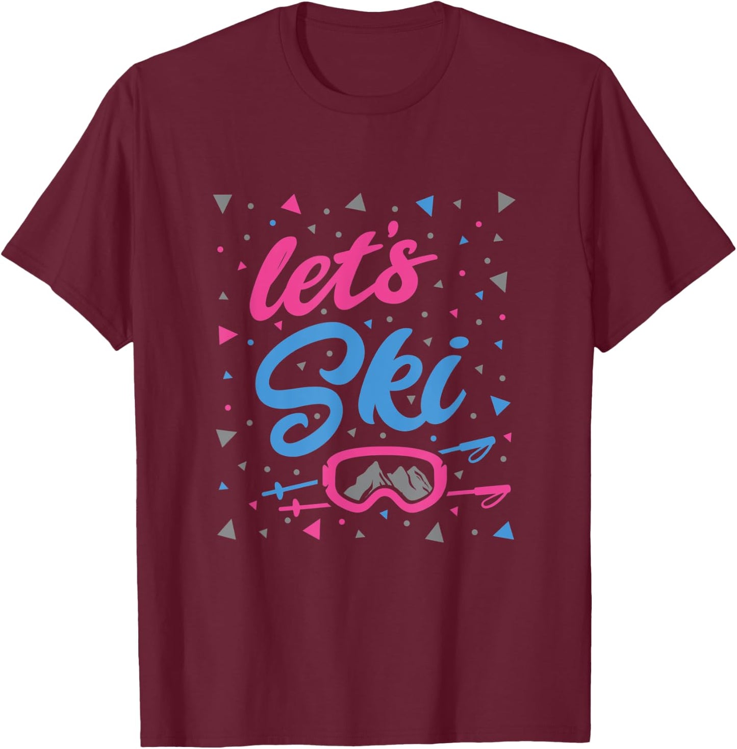 Retro 80's Skiing graphic Snowboarding Lodge wear shirt T-Shirt - T-Shirt | Maroon