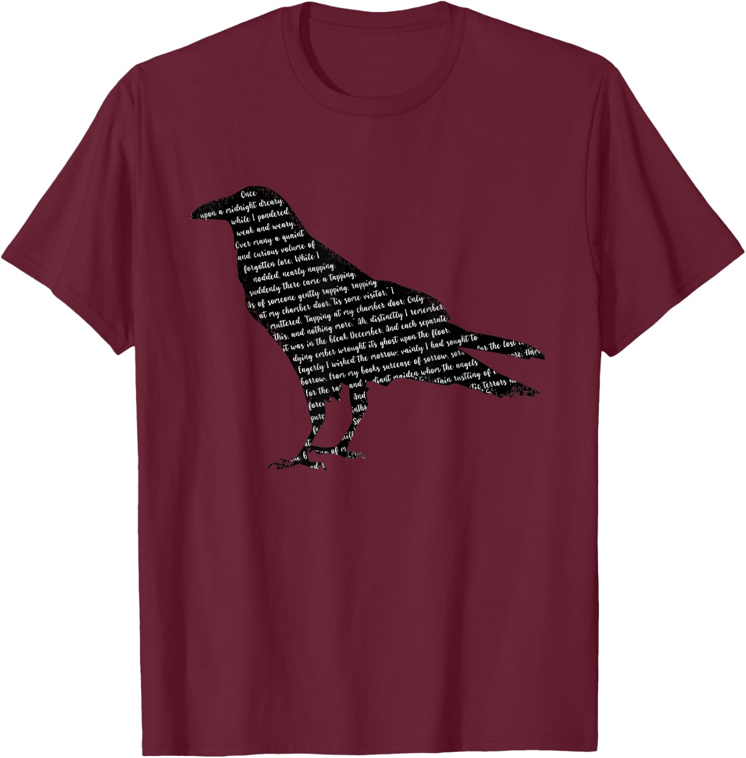 Edgar Allen Poe Nevermore Quoth The Raven T-Shirt - T-Shirt | Maroon