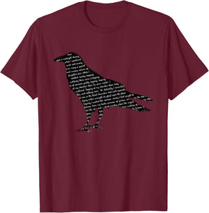 Edgar Allen Poe Nevermore Quoth The Raven T-Shirt - T-Shirt | Maroon