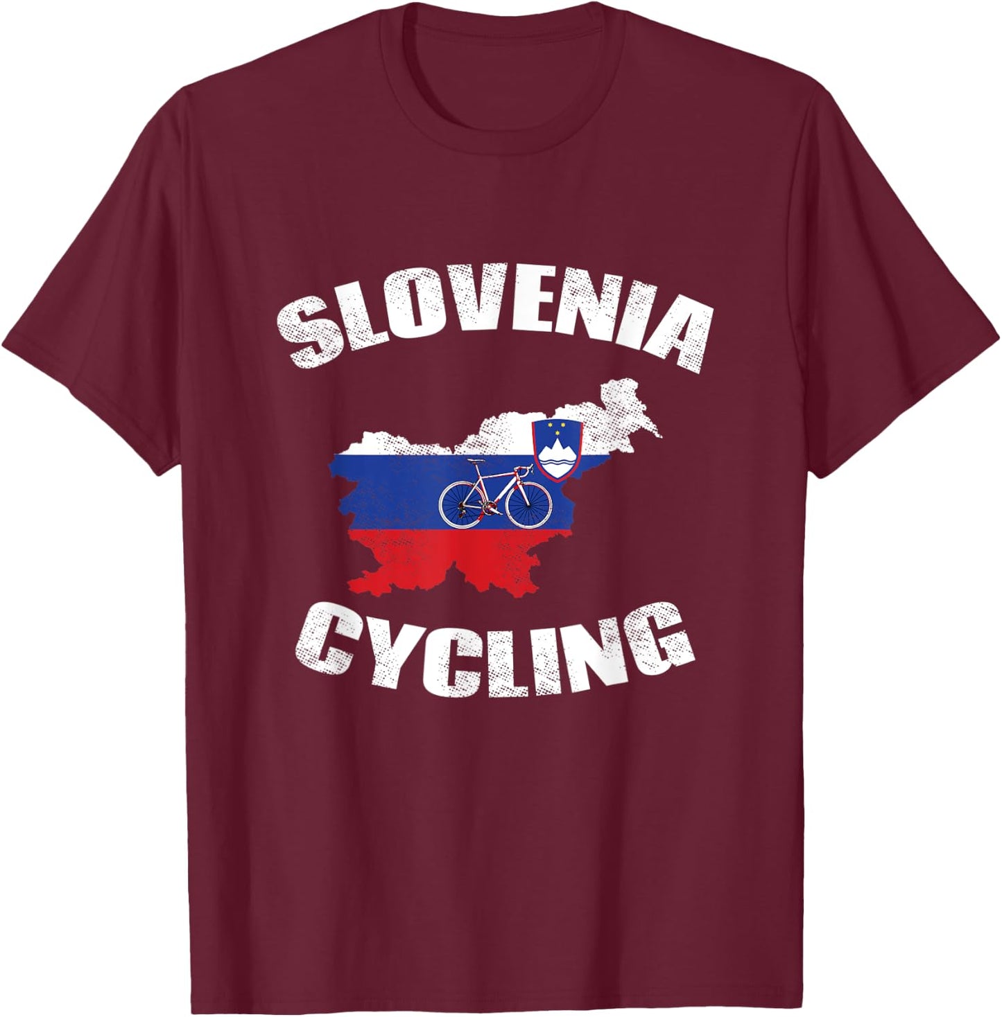 Slovenia Cycling Slovenian Road Cyclist Bicycle Flag Gift T-Shirt - T-Shirt | Maroon