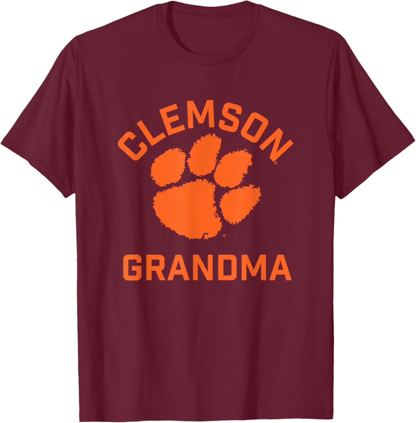 Campus Lab Clemson Tigers Arched Grandma - Purple, X-Small, , Short Sleeve, Modern, Letter Print, College, All Seasons, Sports, Casual, Clemson University Students, Alumni, Fans, Adults T-Shirt - T-Shirt | Maroon