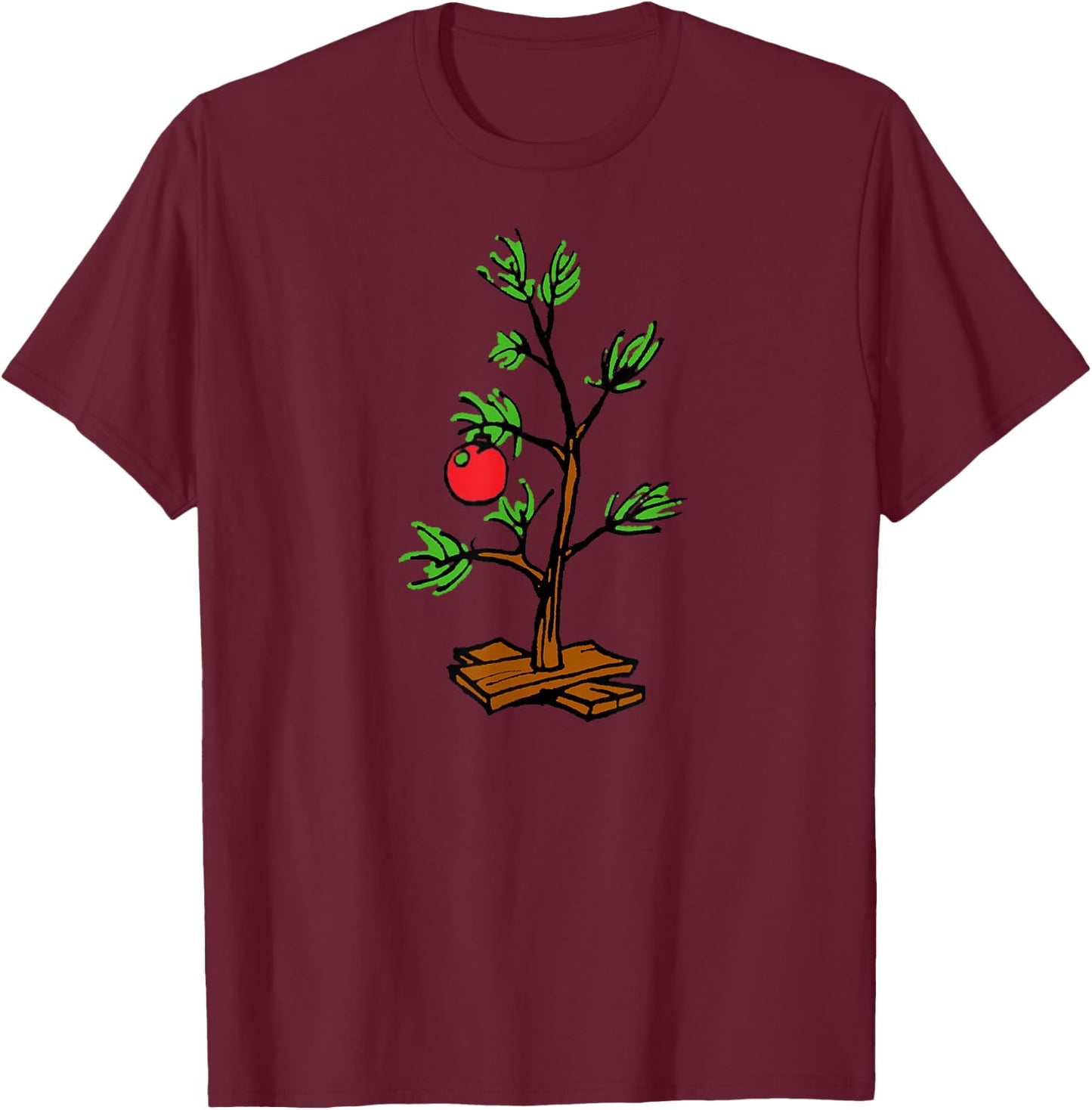 Peanuts Charlie Brown Holiday Tree Short Sleeve T-Shirt - T-Shirt | Maroon