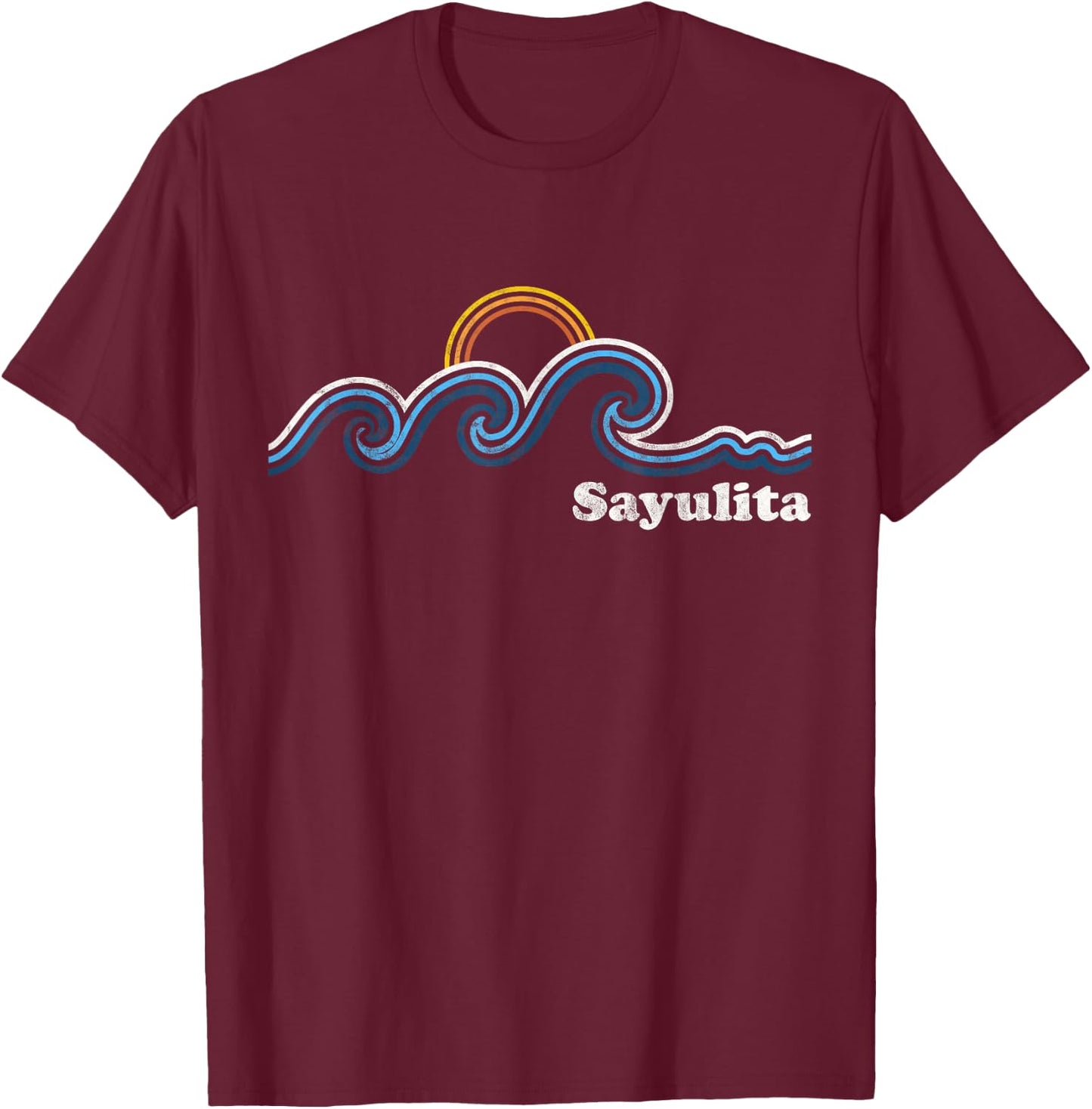 Sayulita Mexico Sufing Waves Sunset Beach Vintage Women T-Shirt - T-Shirt | Maroon