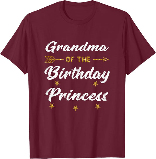 Grandma Of The Birthday Princess Girl Matching Family Party T-Shirt - T-Shirt | Maroon