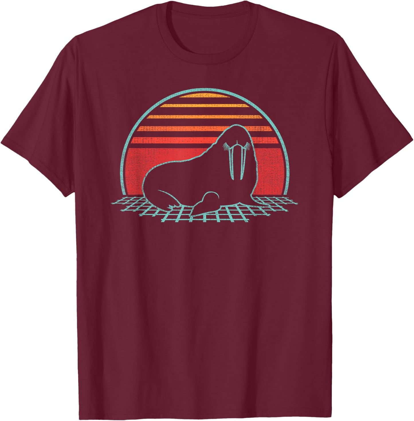 Walrus Lover Animal Retro Vintage 80s Style T-Shirt - T-Shirt | Maroon