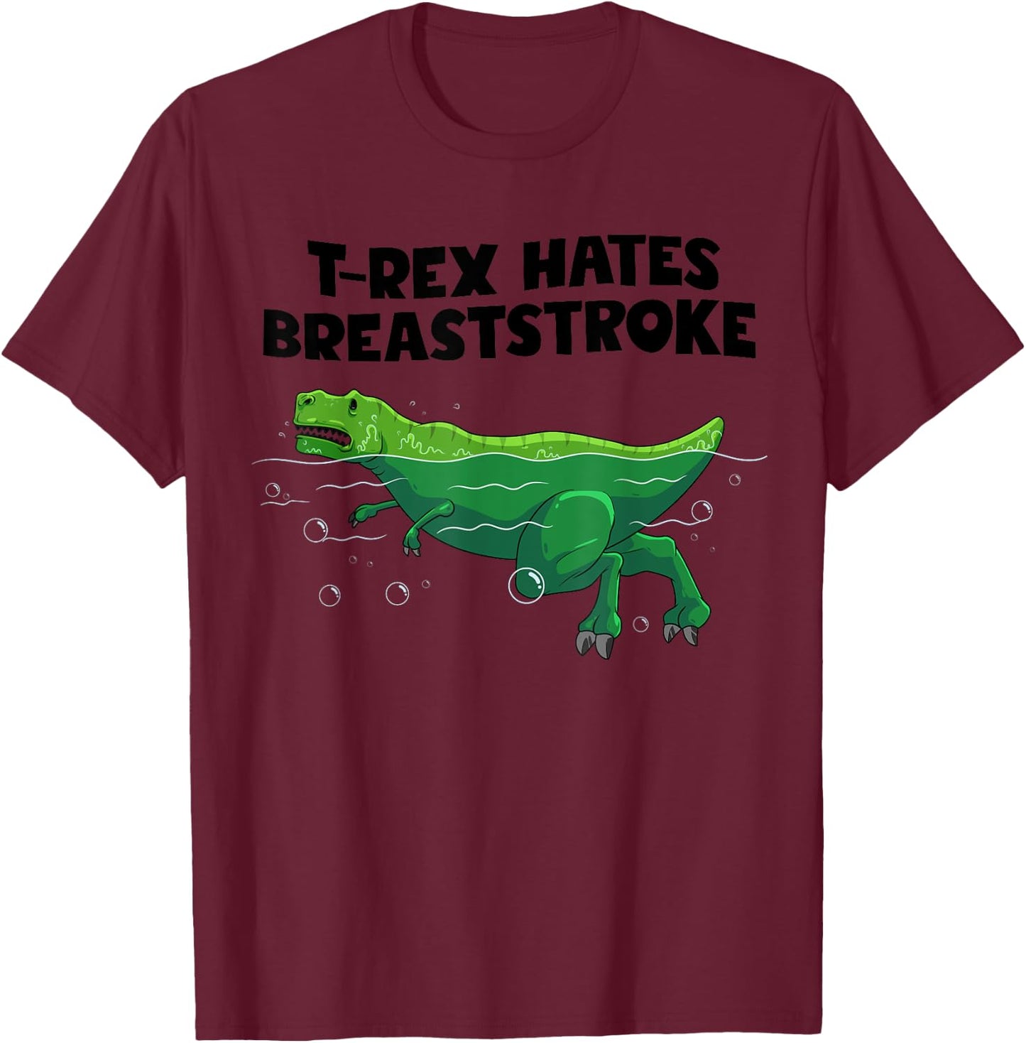 Funny T-Rex Gift Men Women Cool Dino Swimming Breaststroke T-Shirt - T-Shirt | Maroon