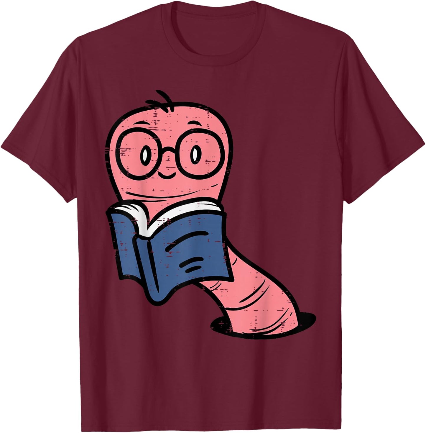 Book Worm Pun Read Reading Librarian America Men Women Kids T-Shirt - T-Shirt | Maroon