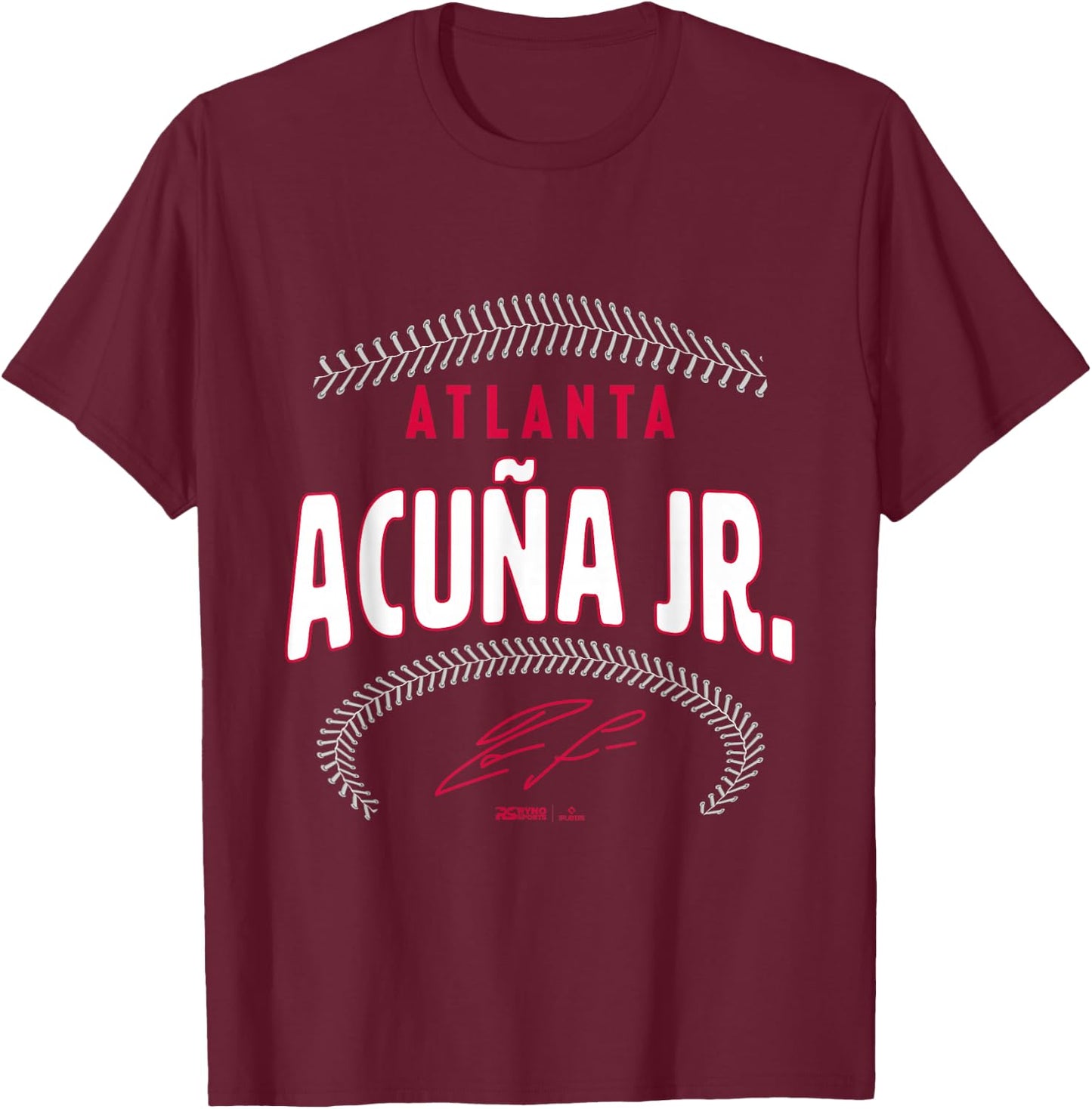 Ryno Sports Ronald Acuña Jr. Atlanta Name & Number (Front & Back) T-Shirt - T-Shirt | Maroon