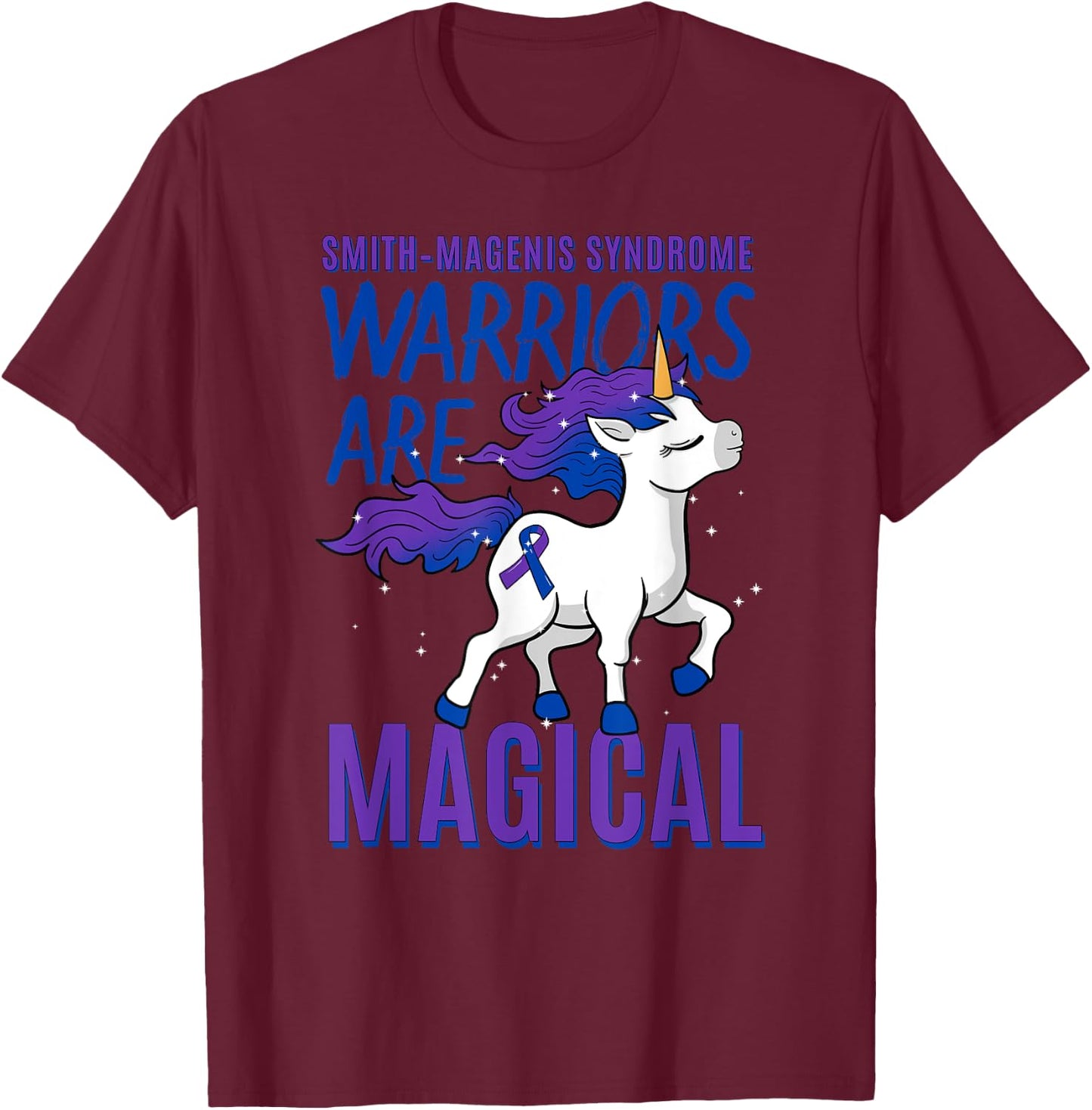 Smith–Magenis Syndrome Developmental Disorder SMS Unicorn T-Shirt - T-Shirt | Maroon