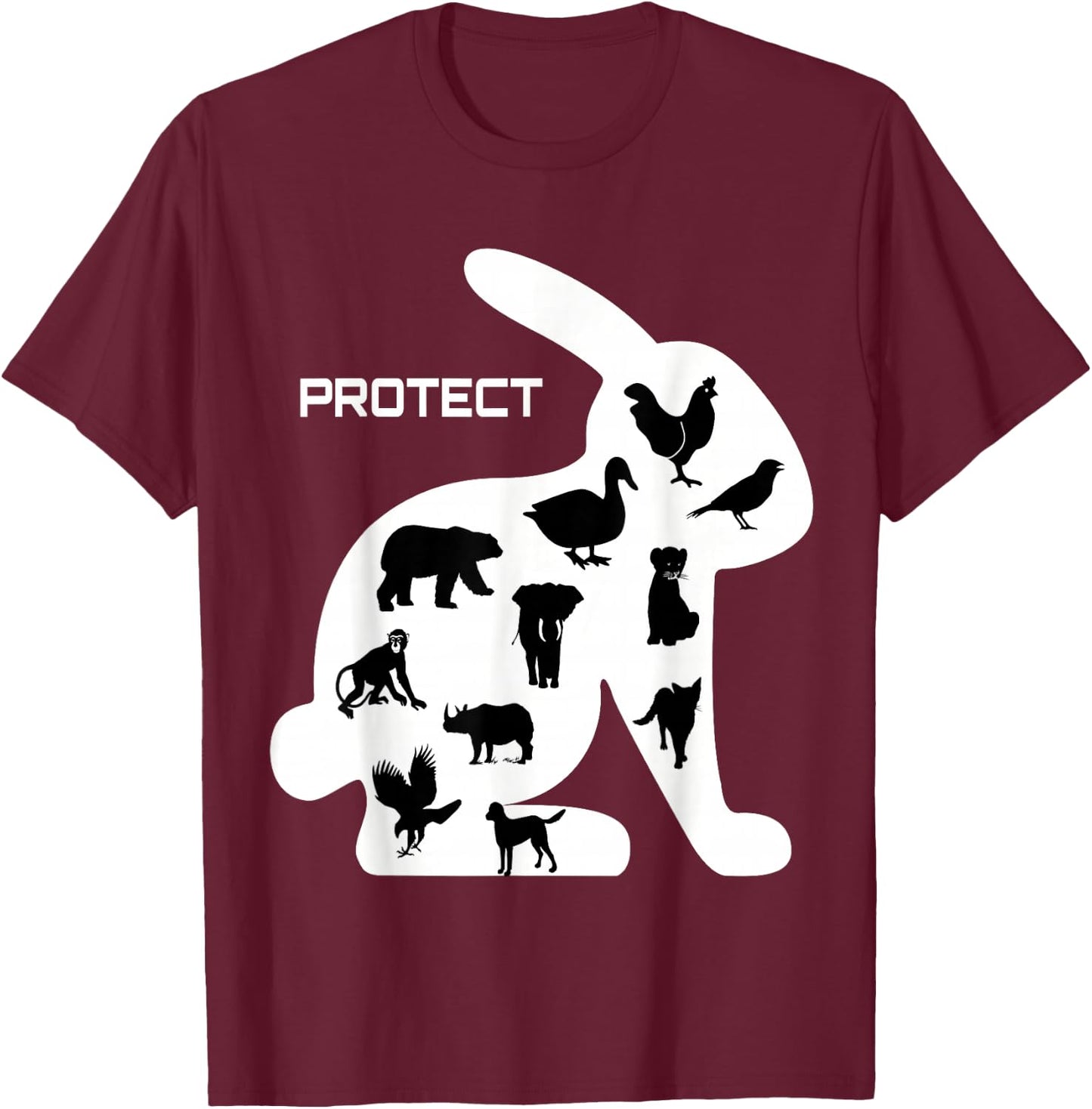 Animal rights, cool Gift, duck, elephant T-Shirt - T-Shirt | Maroon