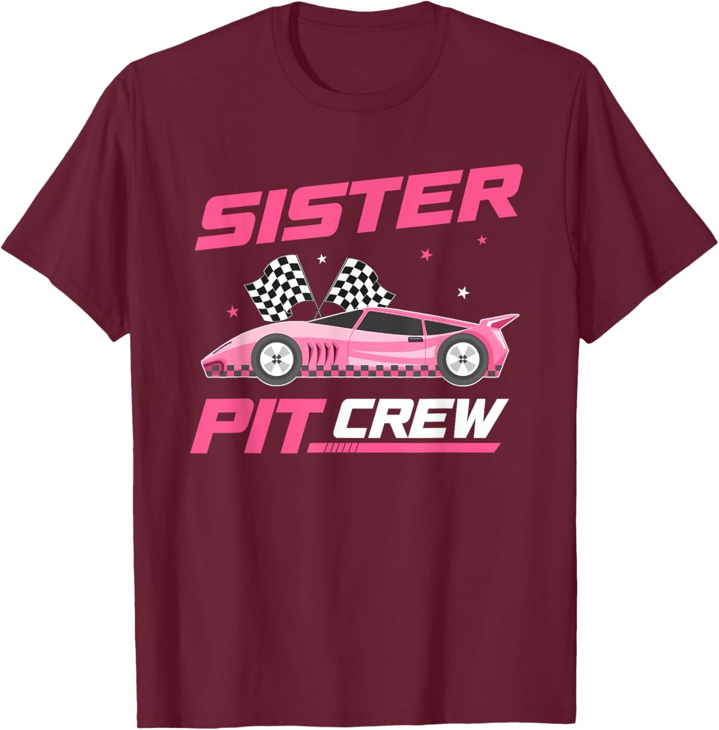 Girl Race Car Birthday Decorations Racing Sister Pit Crew T-Shirt - T-Shirt | Maroon