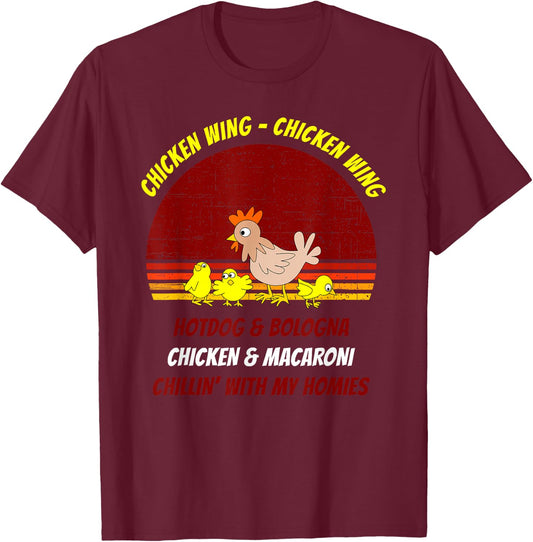 Chicken Wing Shirt Kids Retro Sunset For Boys Girls T-Shirt - T-Shirt | Maroon