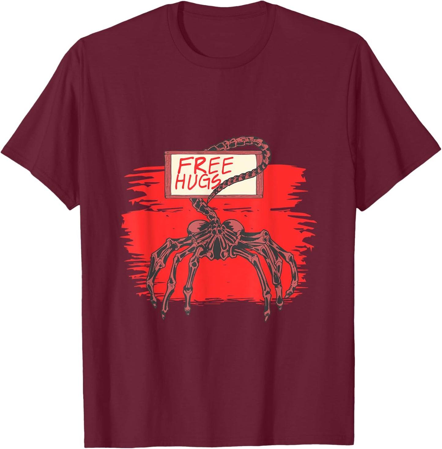 Funny Free Alien Hug T-Shirt - T-Shirt | Maroon