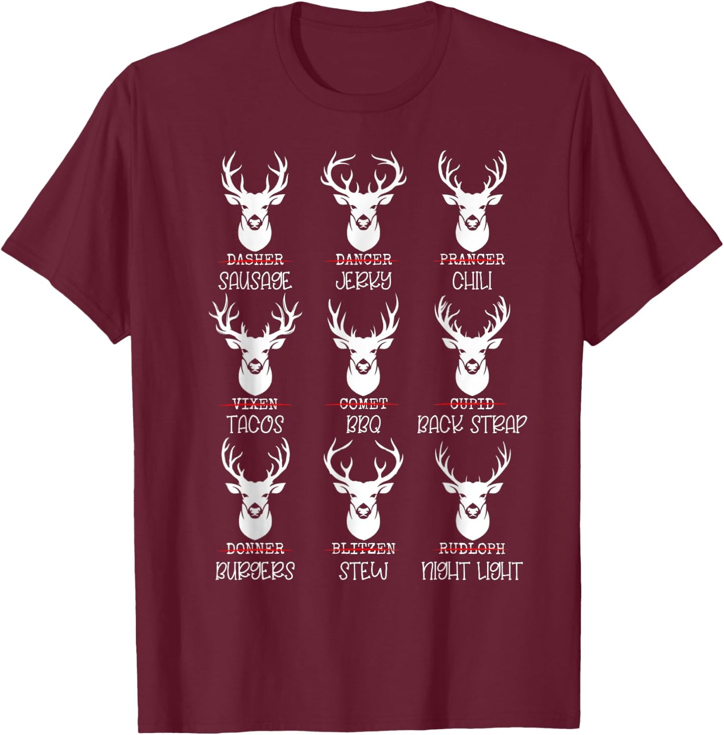 Deer Hunter Buck Lovers All Shanta's Reindeer Funny Deer Pun T-Shirt - T-Shirt | Maroon