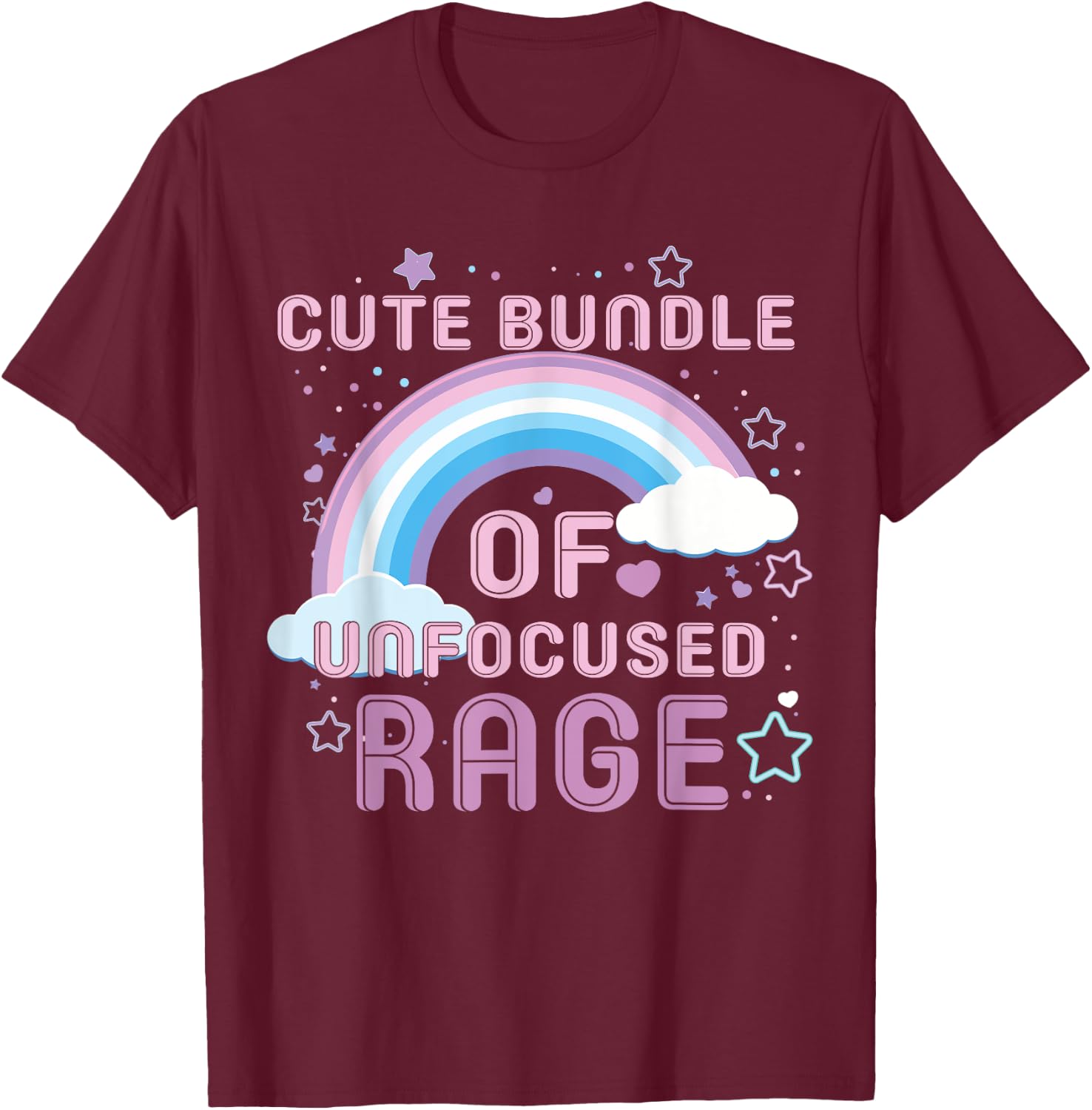 Cute Bundle Of Unfocused Rage Funny Pastel Goth Rainbow T-Shirt - T-Shirt | Maroon