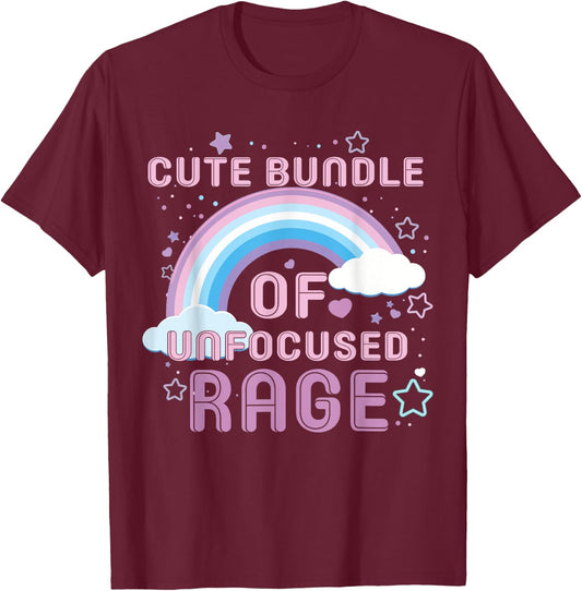 Cute Bundle Of Unfocused Rage Funny Pastel Goth Rainbow T-Shirt - T-Shirt | Maroon