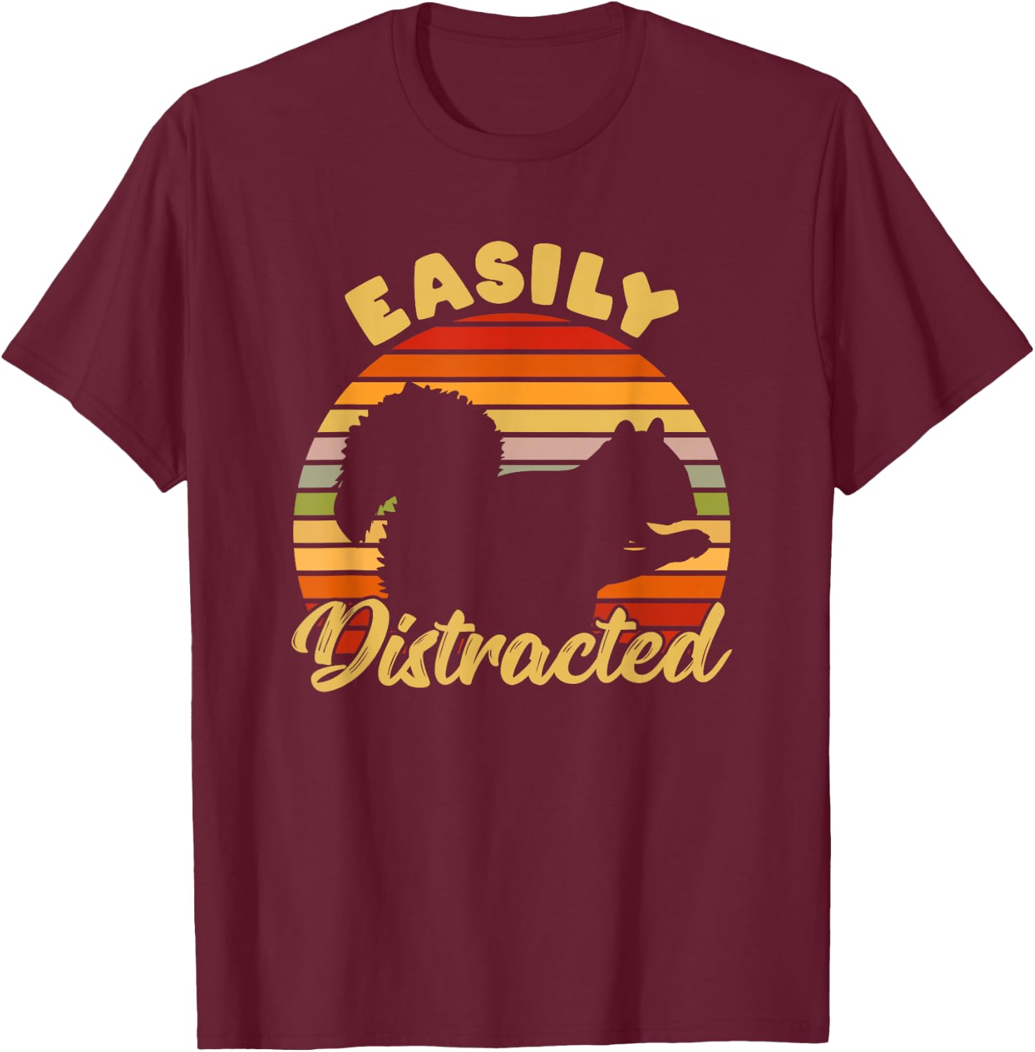 Retro ADHD Easily Distracted Squirrel Vintage Neurodiverse T-Shirt - T-Shirt | Maroon