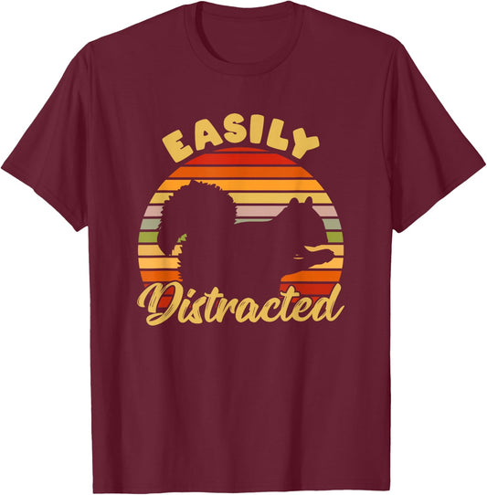 Retro ADHD Easily Distracted Squirrel Vintage Neurodiverse T-Shirt - T-Shirt | Maroon