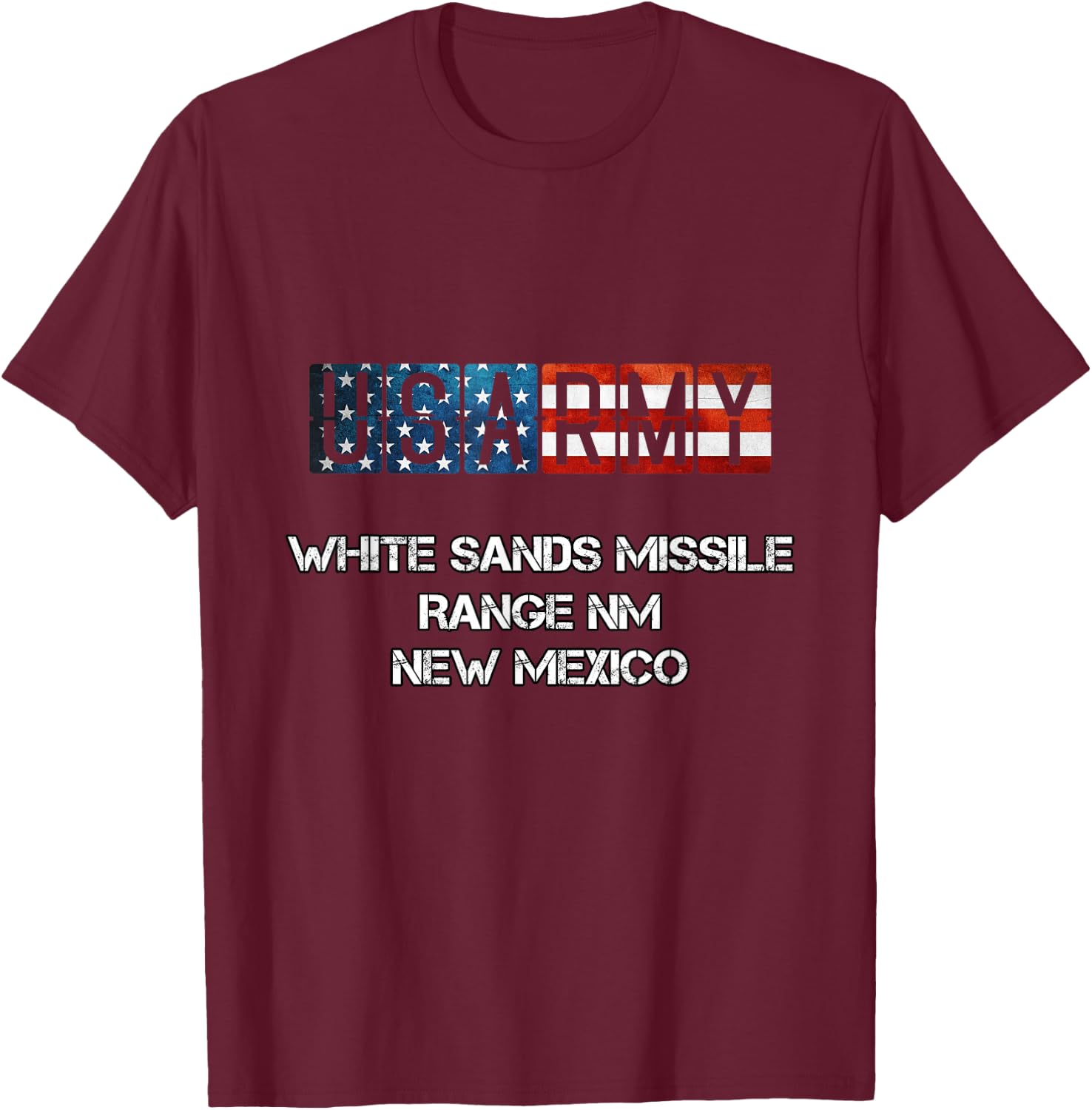 White Sands Missile Range US Flag Army T-Shirt - T-Shirt | Maroon