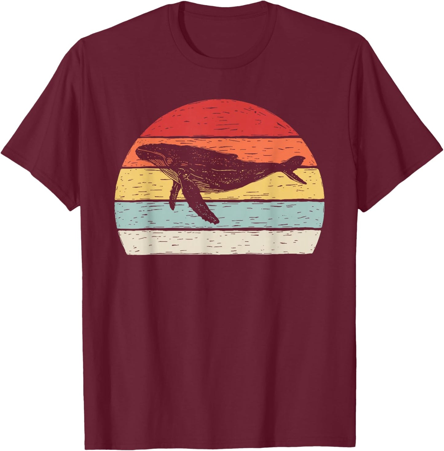Vintage Retro Humpback Whale T-Shirt - T-Shirt | Maroon
