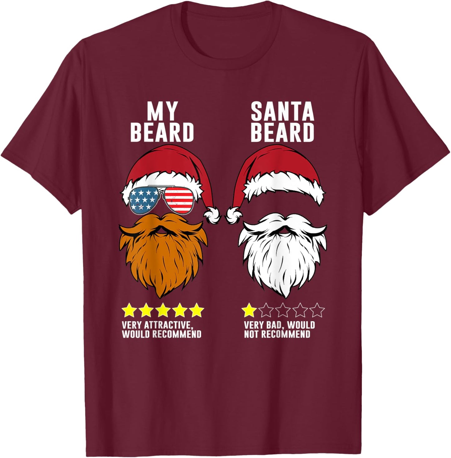 Bearded Man better than Santa Claus. Respect The Beard T-Shirt - T-Shirt | Maroon