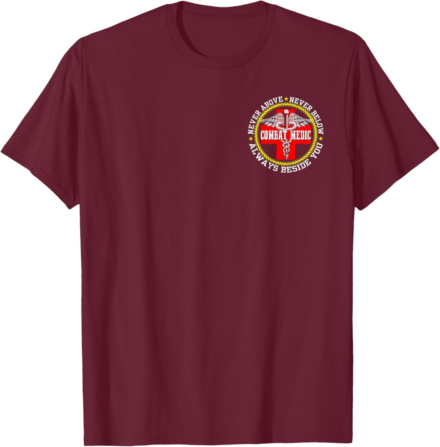 Vintage U.S Army Combat Medic Veteran Medical Military Flag T-Shirt - T-Shirt | Maroon