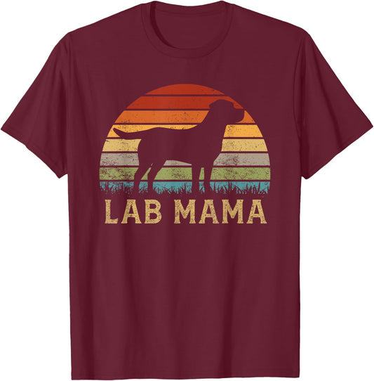 Lab Mama Retro Labrador Retriever Lover Vintage Dog Lab Mom T-Shirt - T-Shirt | Maroon